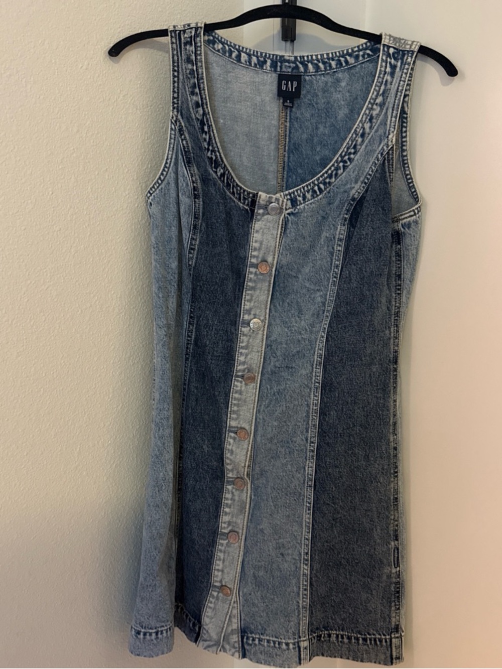 GAP Two-Tone Blue Denim Mini Dress